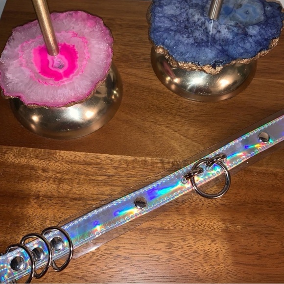 Urban Outfitters Jewelry - Holographic / Iridescent Silver Choker Necklace